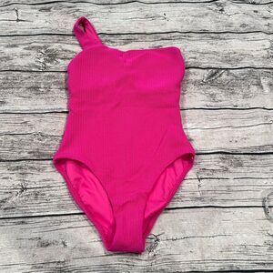Seafolly Vibrant Pink One Shoulder Textured One Piece Swimsuit Size 8